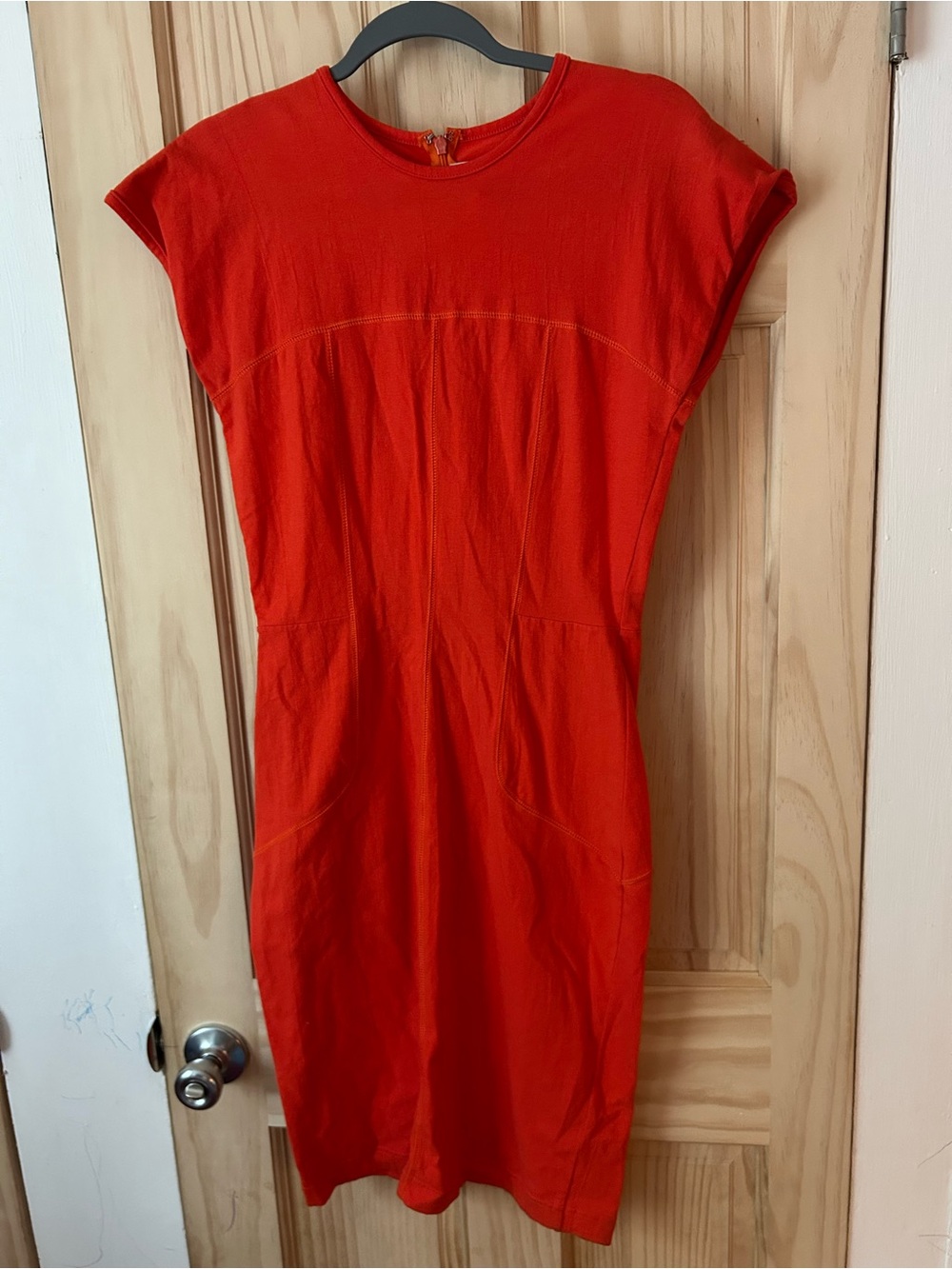 Short-Sleeve Sheath Dress With Pockets
